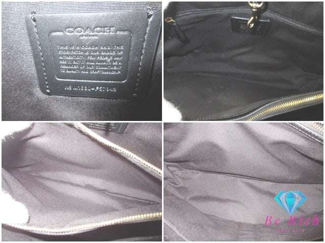 コーチ COACH トートバッグ F57842 シグネチャー ドローストリング キャリーオール ブラウン ブラック 茶 黒 PVC ロゴ ショルダーバッグ ハンドバッグ  【中古】【送料無料】 bk10151