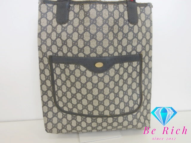 グッチ GUCCI トートバッグ シェリーライン 3902003 GG スプリーム PVC レザー ロゴ キャンバス レザー ベージュ ネイビー【中古】【送料無料】 bk10153