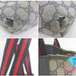 グッチ GUCCI トートバッグ シェリーライン 3902003 GG スプリーム PVC レザー ロゴ キャンバス レザー ベージュ ネイビー【中古】【送料無料】 bk10153