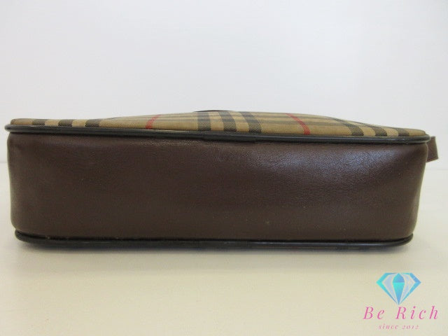 バーバリー BURBERRY ショルダーバッグ ノバ チェック ブラウン ベージュ PVC レザー ロゴ 斜め掛け 方掛け 鞄 Burberrys 【中古】【送料無料】 bk10154