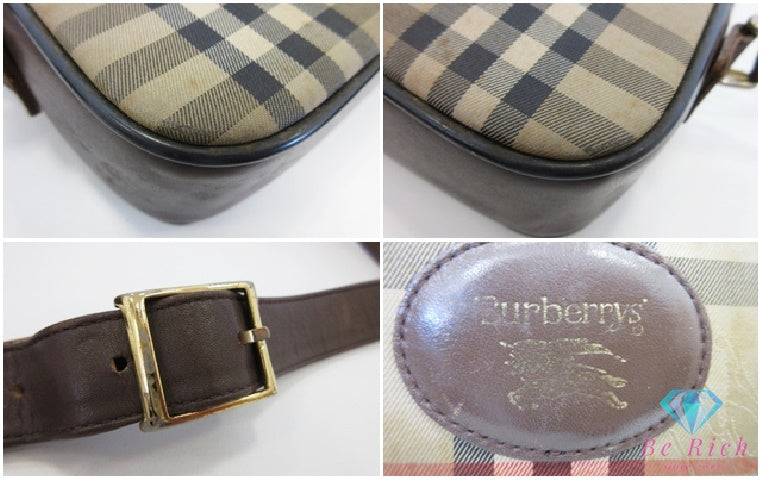 バーバリー BURBERRY ショルダーバッグ ノバ チェック ブラウン ベージュ PVC レザー ロゴ 斜め掛け 方掛け 鞄 Burberrys 【中古】【送料無料】 bk10154