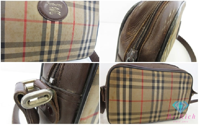バーバリー BURBERRY ショルダーバッグ ノバ チェック ブラウン ベージュ PVC レザー ロゴ 斜め掛け 方掛け 鞄 Burberrys 【中古】【送料無料】 bk10154