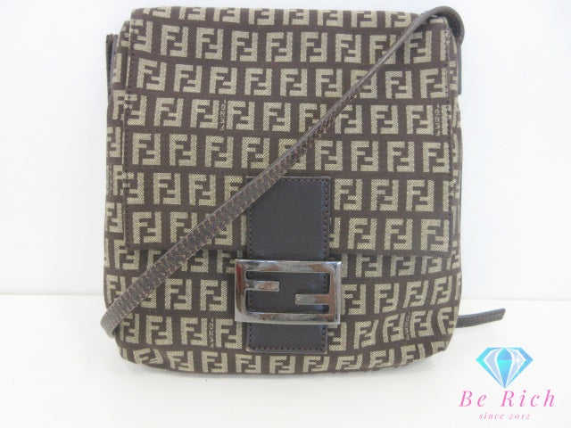 フェンディ FENDI ショルダーバッグ 8BT075 ズッキーノ ブラウン 茶 キャンバス ポシェット 肩掛け 斜め掛け 鞄 ズッカ 【中古】【送料無料】 bk10156