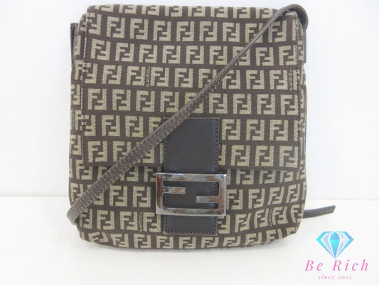 フェンディ FENDI ショルダーバッグ 8BT075 ズッキーノ ブラウン 茶 キャンバス ポシェット 肩掛け 斜め掛け 鞄 ズッカ 【中古】【送料無料】 bk10156