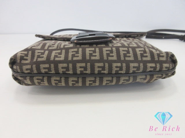 フェンディ FENDI ショルダーバッグ 8BT075 ズッキーノ ブラウン 茶 キャンバス ポシェット 肩掛け 斜め掛け 鞄 ズッカ 【中古】【送料無料】 bk10156