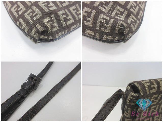 フェンディ FENDI ショルダーバッグ 8BT075 ズッキーノ ブラウン 茶 キャンバス ポシェット 肩掛け 斜め掛け 鞄 ズッカ 【中古】【送料無料】 bk10156