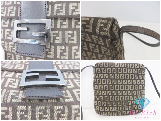 フェンディ FENDI ショルダーバッグ 8BT075 ズッキーノ ブラウン 茶 キャンバス ポシェット 肩掛け 斜め掛け 鞄 ズッカ 【中古】【送料無料】 bk10156
