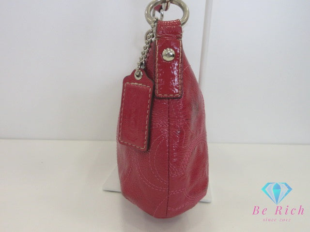 コーチ COACH 2way ハンドバッグ ショルダーバッグ シグネチャー F15141 赤 レッド パテント レザー 肩掛け 斜め掛け 鞄 【中古】【送料無料】 bk10160