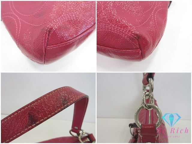 コーチ COACH 2way ハンドバッグ ショルダーバッグ シグネチャー F15141 赤 レッド パテント レザー 肩掛け 斜め掛け 鞄 【中古】【送料無料】 bk10160