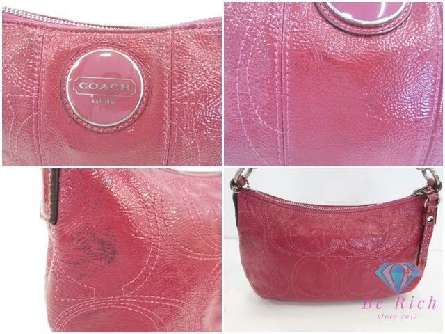 コーチ COACH 2way ハンドバッグ ショルダーバッグ シグネチャー F15141 赤 レッド パテント レザー 肩掛け 斜め掛け 鞄 【中古】【送料無料】 bk10160