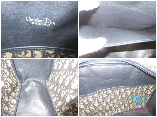 クリスチャン ディオール Christian Dior ミニ ボストンバッグ ハンドバッグ トロッター CD ロゴ ネイビー 紺 オールド 旅行 トラベル 鞄 【中古】【送料無料】 bk10161