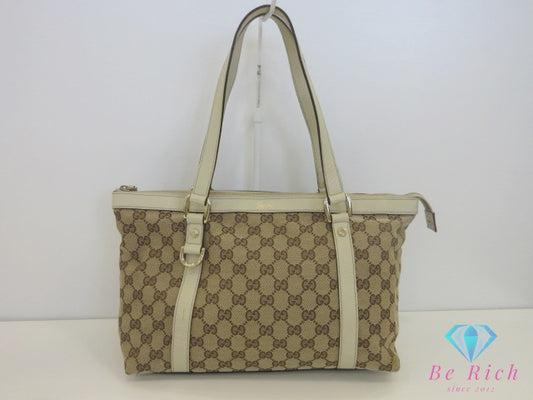 グッチ GUCCI トートバッグ ショルダーバッグ 141470 GG アビー ベージュ アイボリー Dリング ロゴ ハンドバッグ 肩掛け 鞄 【中古】【送料無料】 bk10164