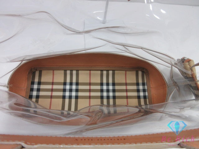 バーバリー BURBERRY ノバチェック クリア トートバッグ ハンドバッグ ポーチ 付 ブラウン 茶 マルチカラー ノバ チェック ビニール PVC レザー ロゴ 鞄 【中古】【送料無料】 bk10172