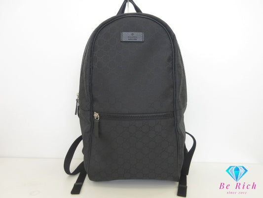 グッチ GUCCI リュック バックパック 449181 GG ナイロン レザー 黒 ブラック ロゴ デイバッグ ショルダーバッグ 鞄 【中古】【送料無料】 bk10177