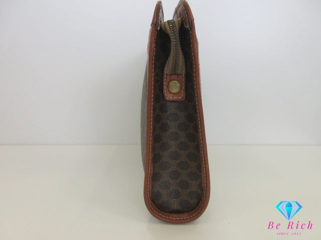 セリーヌ CELINE クラッチバッグ セカンドバッグ マカダム 茶 ブラウン ストラップ付 PVC レザー 【中古】【送料無料】 bk10182