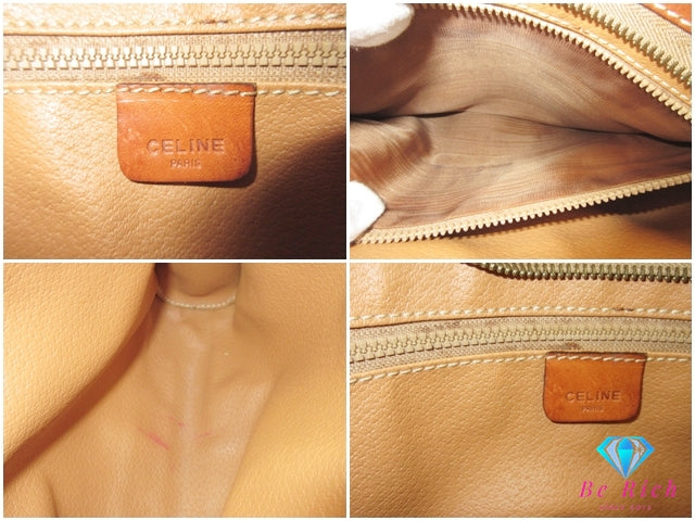 セリーヌ CELINE クラッチバッグ セカンドバッグ マカダム 茶 ブラウン ストラップ付 PVC レザー 【中古】【送料無料】 bk10182