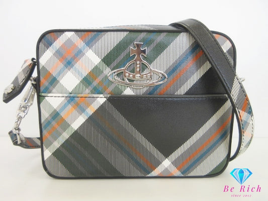 美品 ヴィヴィアン ウエストウッド Vivienne Westwood ショルダーバッグ カメラバッグ 4304006Y チェック 柄 マルチカラー  PVC オーヴ ロゴ 総柄 鞄 ORB オーヴ 【中古】【送料無料】 bk10186