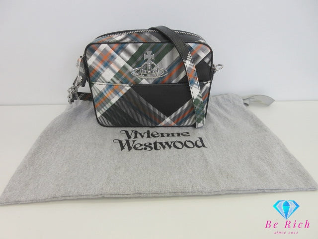 美品 ヴィヴィアン ウエストウッド Vivienne Westwood ショルダーバッグ カメラバッグ 4304006Y チェック 柄 マルチカラー  PVC オーヴ ロゴ 総柄 鞄 ORB オーヴ 【中古】【送料無料】 bk10186