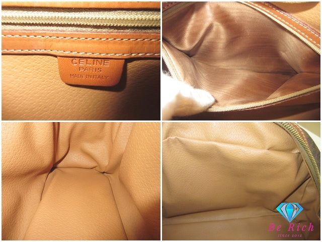 セリーヌ CELINE ハンドバッグ マカダム ブラウン 茶 PVC レザー ブラゾン ロゴ ショルダーバッグ 手提げ 鞄 【中古】【送料無料】 bk10191