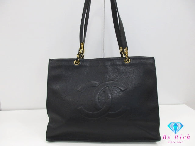 シャネル CHANEL チェーン トートバッグ ショルダーバッグ 黒 ブラック ラムスキン レザー CC デカ ココ マーク ハンドバッグ 肩掛け 鞄  【中古】【送料無料】 bk10198