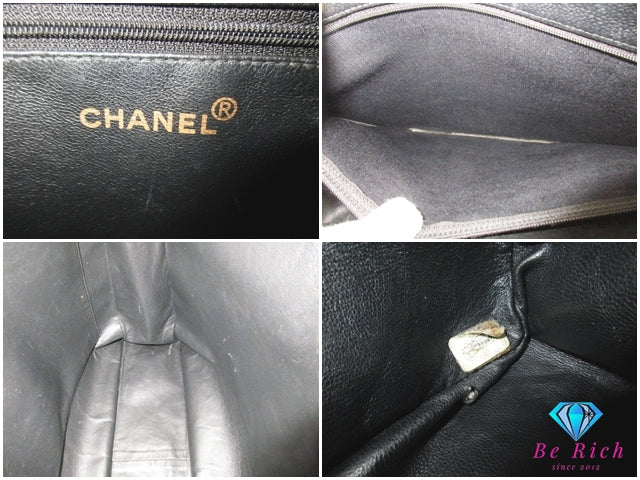 シャネル CHANEL チェーン トートバッグ ショルダーバッグ 黒 ブラック ラムスキン レザー CC デカ ココ マーク ハンドバッグ 肩掛け 鞄  【中古】【送料無料】 bk10198