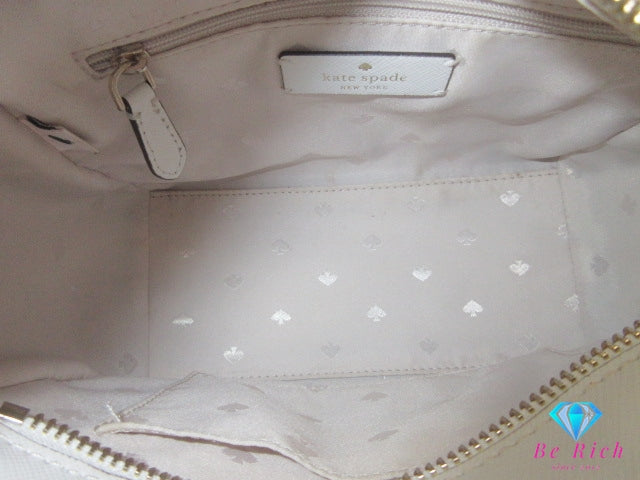 ケイト スペード kate spade 2way ハンドバッグ WKR00484 ベージュ ホワイト 白 ストロー レザー ショルダーバッグ ロゴ 肩掛け 鞄 【中古】【送料無料】 bk10202