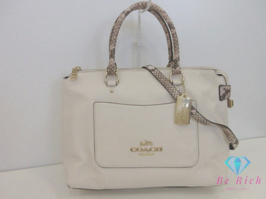コーチ COACH エマ サッチェル 2way ハンドバッグ ショルダーバッグ F9604 アイボリー ベージュ レザー 肩掛け 斜め掛け 鞄 【中古】【送料無料】 bk10203