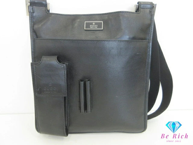グッチ GUCCI ショルダーバッグ ポシェット 019.0350 黒 ブラック ナイロン レザー ロゴ  ポシェット 鞄 【中古】【送料無料】bk10209