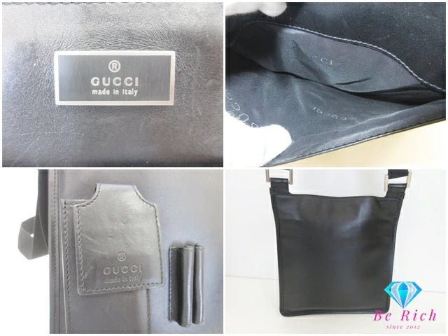 グッチ GUCCI ショルダーバッグ ポシェット 019.0350 黒 ブラック ナイロン レザー ロゴ  ポシェット 鞄 【中古】【送料無料】bk10209