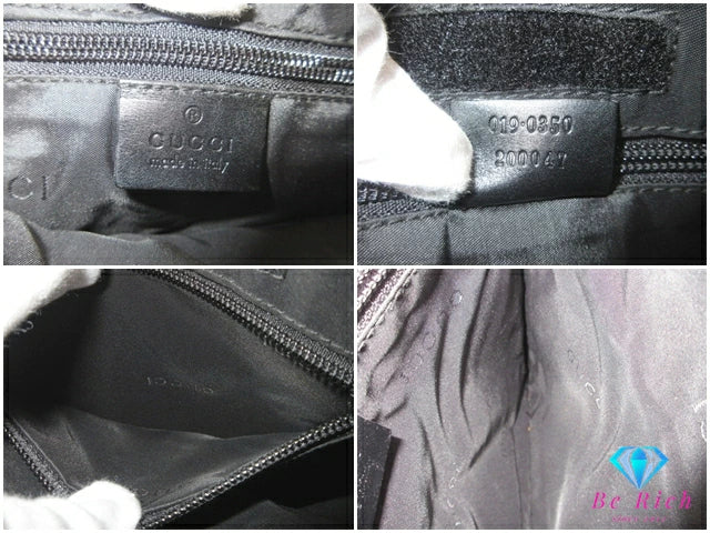 グッチ GUCCI ショルダーバッグ ポシェット 019.0350 黒 ブラック ナイロン レザー ロゴ  ポシェット 鞄 【中古】【送料無料】bk10209