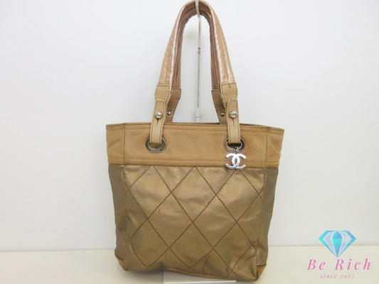 シャネル CHANEL パリビアリッツ トート PM A34208 トートバッグ ベージュ ゴールド PVC レザー シルバー金具 ココマーク CC ロゴ ハンドバッグ 鞄 【中古】【送料無料】 bk10215