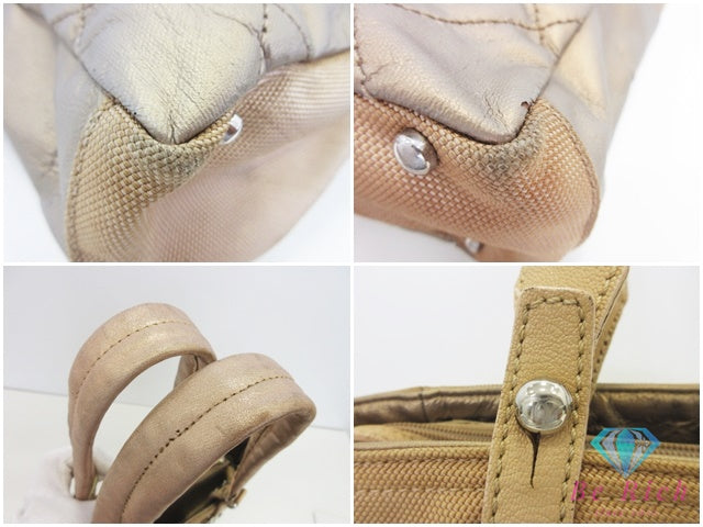 シャネル CHANEL パリビアリッツ トート PM A34208 トートバッグ ベージュ ゴールド PVC レザー シルバー金具 ココマーク CC ロゴ ハンドバッグ 鞄 【中古】【送料無料】 bk10215