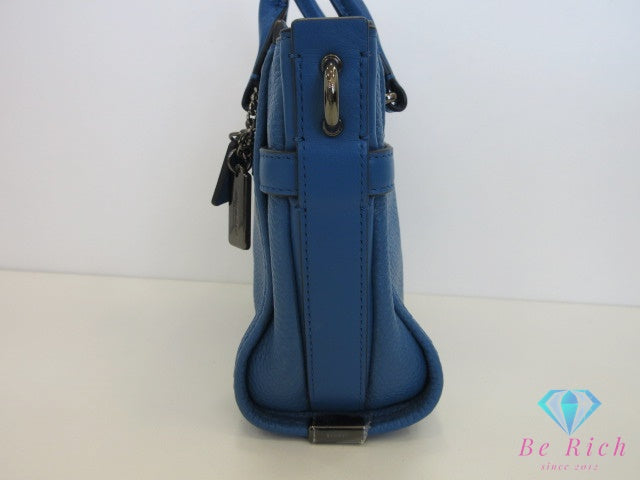 コーチ COACH スワッガー 21 キャリーオール 37444 2way ミニ ハンドバッグ ショルダーバッグ ラピス ブルー 青 レザー ロゴ 鞄 SWAGGER  【中古】【送料無料】 bk10218