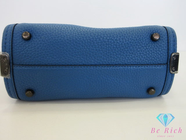 コーチ COACH スワッガー 21 キャリーオール 37444 2way ミニ ハンドバッグ ショルダーバッグ ラピス ブルー 青 レザー ロゴ 鞄 SWAGGER  【中古】【送料無料】 bk10218