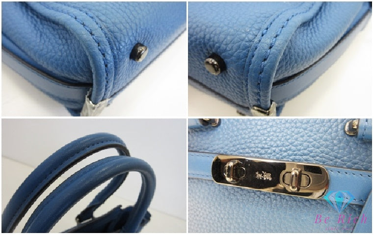 コーチ COACH スワッガー 21 キャリーオール 37444 2way ミニ ハンドバッグ ショルダーバッグ ラピス ブルー 青 レザー ロゴ 鞄 SWAGGER  【中古】【送料無料】 bk10218