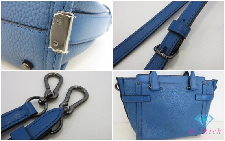 コーチ COACH スワッガー 21 キャリーオール 37444 2way ミニ ハンドバッグ ショルダーバッグ ラピス ブルー 青 レザー ロゴ 鞄 SWAGGER  【中古】【送料無料】 bk10218