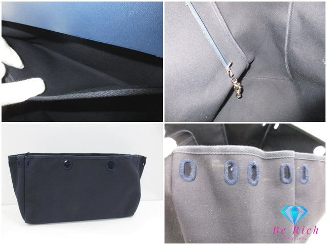 エルメス HERMES ハンドバッグ エールバッグ カバス GM □F 刻印 紺 ネイビー キャンバス レザー ロゴ 替え 2way 鞄 【中古】【送料無料】 bk10226