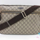 グッチ GUCCI ショルダーバッグ 211107 GG スプリーム ベージュ ブラウン 茶 PVC レザー ロゴ ポシェット 鞄【中古】【送料無料】bk10236