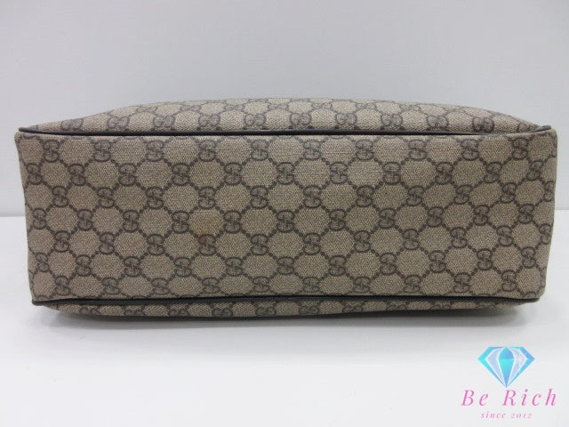グッチ GUCCI ショルダーバッグ 211107 GG スプリーム ベージュ ブラウン 茶 PVC レザー ロゴ ポシェット 鞄【中古】【送料無料】bk10236