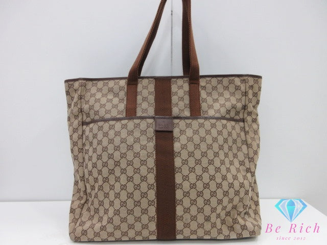 グッチ GUCCI トートバッグ 90481 GG ブラウン 茶 キャンバス レザー ロゴ ハンドバッグ ショルダーバッグ 鞄 【中古】【送料無料】 bk10249