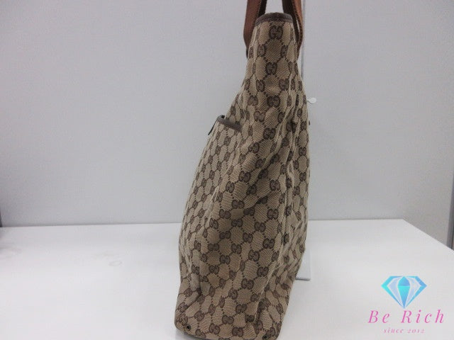 グッチ GUCCI トートバッグ 90481 GG ブラウン 茶 キャンバス レザー ロゴ ハンドバッグ ショルダーバッグ 鞄 【中古】【送料無料】 bk10249