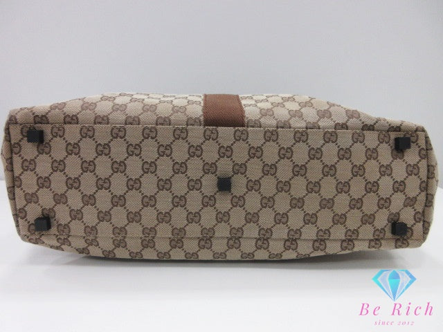 グッチ GUCCI トートバッグ 90481 GG ブラウン 茶 キャンバス レザー ロゴ ハンドバッグ ショルダーバッグ 鞄 【中古】【送料無料】 bk10249
