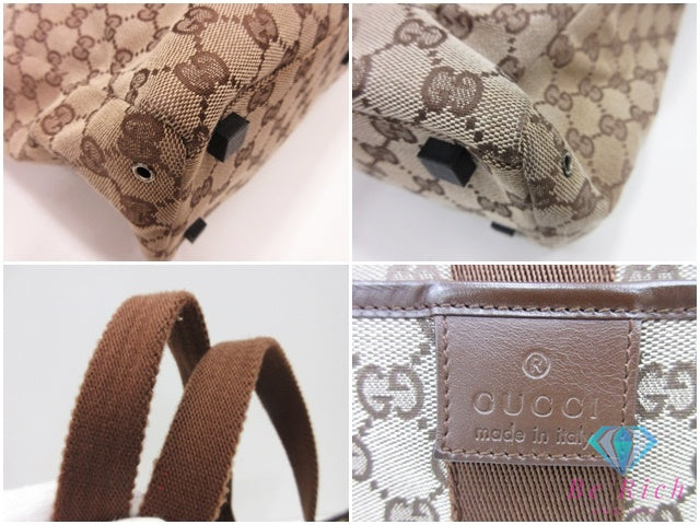 グッチ GUCCI トートバッグ 90481 GG ブラウン 茶 キャンバス レザー ロゴ ハンドバッグ ショルダーバッグ 鞄 【中古】【送料無料】 bk10249