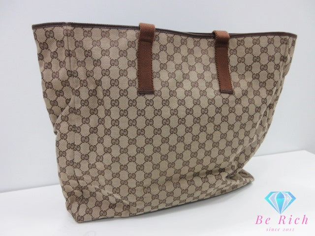 グッチ GUCCI トートバッグ 90481 GG ブラウン 茶 キャンバス レザー ロゴ ハンドバッグ ショルダーバッグ 鞄 【中古】【送料無料】 bk10249