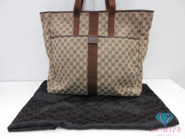 グッチ GUCCI トートバッグ 90481 GG ブラウン 茶 キャンバス レザー ロゴ ハンドバッグ ショルダーバッグ 鞄 【中古】【送料無料】 bk10249