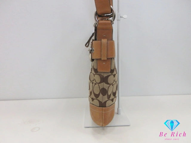 コーチ COACH ショルダーバッグ 3574 シグネチャー ソフト ダッフル カーキ ベージュ キャンバス レザー ロゴ クロスボディ 斜め掛け 鞄 【中古】【送料無料】 bk10255