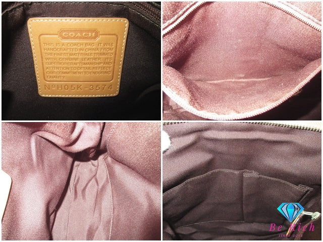 コーチ COACH ショルダーバッグ 3574 シグネチャー ソフト ダッフル カーキ ベージュ キャンバス レザー ロゴ クロスボディ 斜め掛け 鞄 【中古】【送料無料】 bk10255