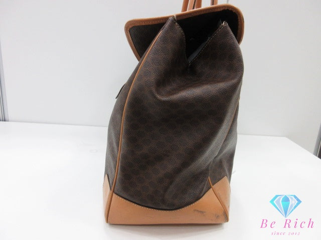 セリーヌ CELINE ボストンバッグ マカダム ブラウン 茶 PVC レザー ブラゾン ロゴ ハンドバッグ トラベル 旅行 鞄 【中古】【送料無料】 bk10257