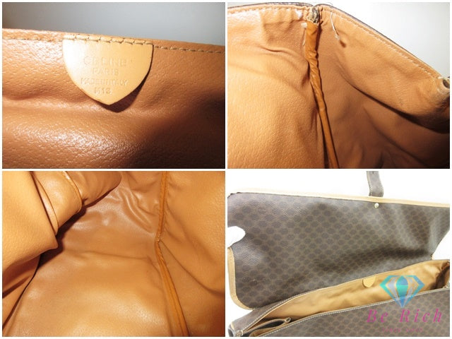 セリーヌ CELINE ボストンバッグ マカダム ブラウン 茶 PVC レザー ブラゾン ロゴ ハンドバッグ トラベル 旅行 鞄 【中古】【送料無料】 bk10257