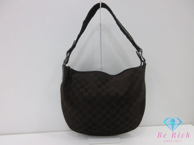 グッチ GUCCI ワンショルダーバッグ 001.1206 GG スエード レザー ブラウン 茶 ロゴ ハンドバッグ セミショルダー 肩掛け 鞄 【中古】【送料無料】 bk10260